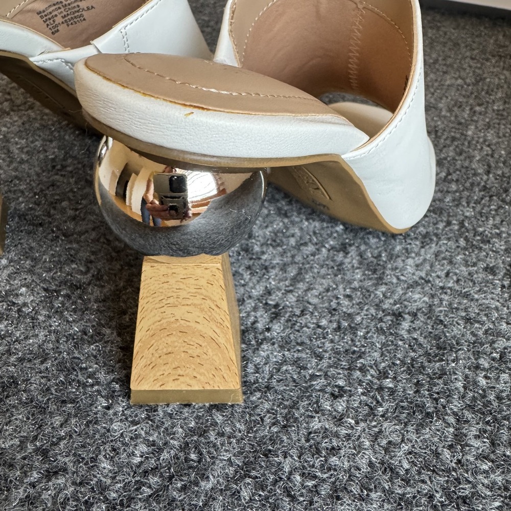 Alfani Magnoleap Mule Heels Sz 6 M Modern Ball Block Heel White with Box - Picture 3 of 9